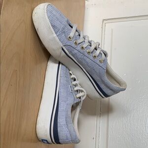 Keds Blue and White Striped Sneakers